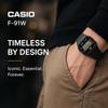 Casio F91W Digital Watch Waterproof LED Light Stopwatch 1/100 Sec Black/White Minimalist Design