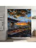 Paesaggio Tramonto Rustico Tenda da Doccia Impermeabile Resistente al Calore Lavabile in Lavatrice Non Trasparente 180x180cm