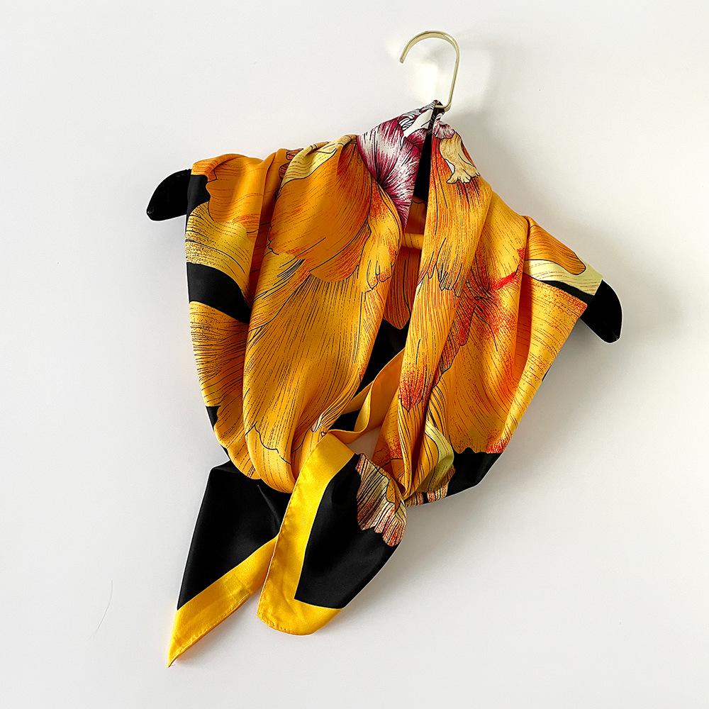 Alleskombinierbarer Seidenschal für Damen Persönlichkeit Seidenschal Modisch Hochwertiges Tuch Dünner Sonnenschutz Nackenschutz Temperament Bedruckter Schal