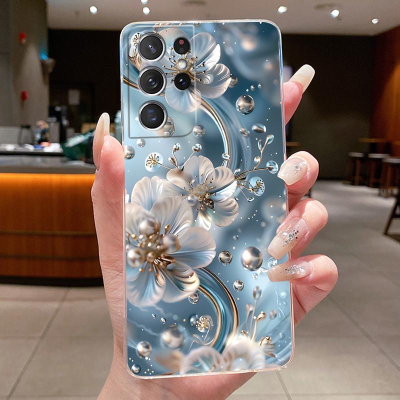 For Samsung S21 Ultra Case Clear Casing Fashion Butterfly Flower Soft TPU Silicone Cover For Samsung Galaxy S20 Ultra Phone Case