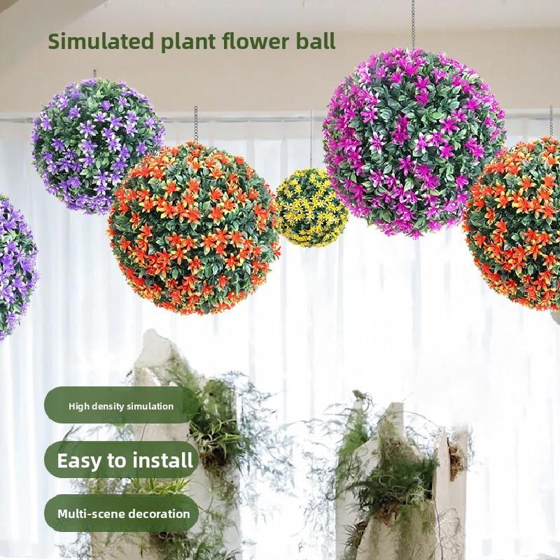 Plant Artifical Ball Flower Ball Faux Eucalyptus Backyard Garden Decor Wedding