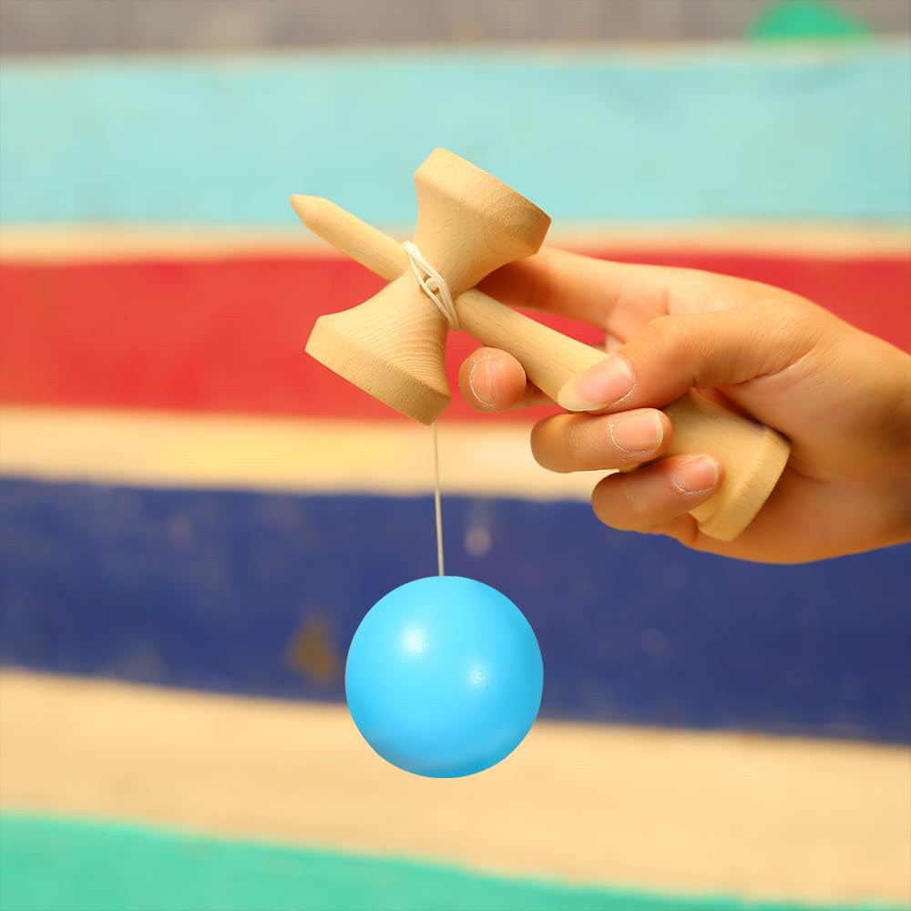 2-Piece Kendama Set for Street and Freestyle Kendama, Increases Success Rate for Tricks, Wooden Toy Kendama, Great Gift (1 Red + 1 Light Blue)
