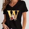 Vintage Flower Alphabet Graphic T Shirts Women Alphabet Rose Gold Essential Women Clothing Gift for Alphabet Floral Lover Tshirt