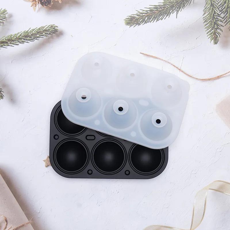 6 Cavitie Circular Ice Hockey Mold Silicone Ice Cube Mold DIY Ice Ball Round Jelly Making Mould For Cocktail Whiskey Drink Molde
