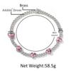 New Heart Splicing Necklace Hip Hop Personality 9MM Sweet Pink Zircon Cuban Chain Spice Girl Accessories