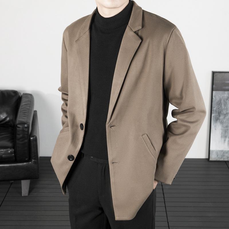 Men's Trendy Harajuku Long Sleeve Notch Lapel Casual Suit Coat for Autumn/Winter