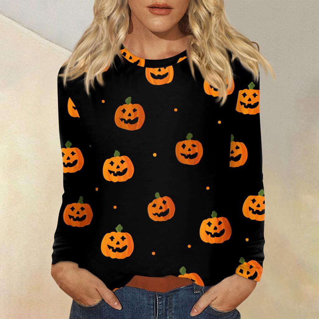 Women's Daily Casual Long-sleeved Printed O-neck Top