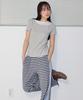 RONRON Asymmetric Heart Button Layered T Shirt Gray