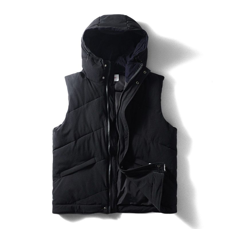 Japan fashion Retro Cotton-padded Vest Men's Winter Hood Warm Vest Outerwear Foreign Trade Cattle Goods Short Casual Vest Waistcoat
