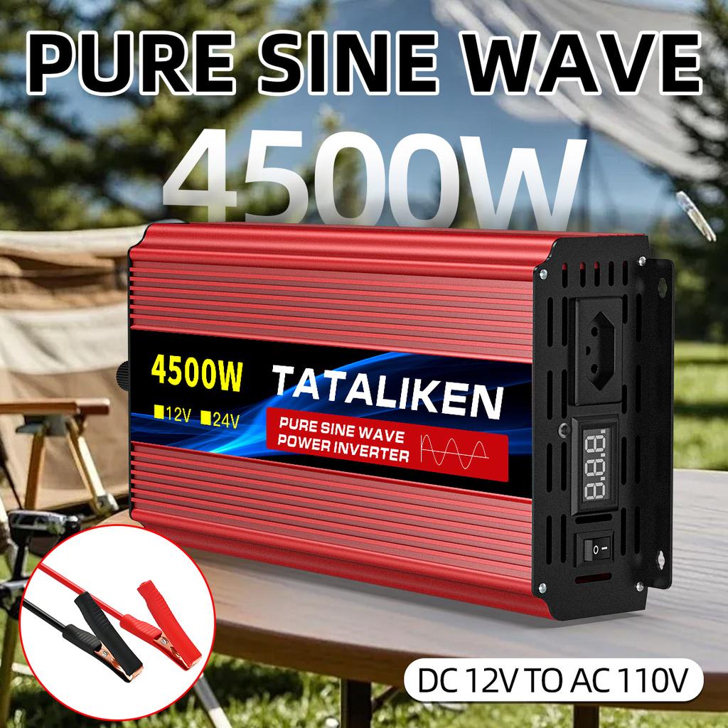 1600W Multi-Power Brazil Compatible Inverter, 12V DC Input to 110V or 220V AC Output, with Digital Screen & Temperature Control