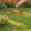 Rusted 3-Tiered Bird Bath Metal Bird Feeding Station Multi-Purpose Bird Water Bowls  Yard