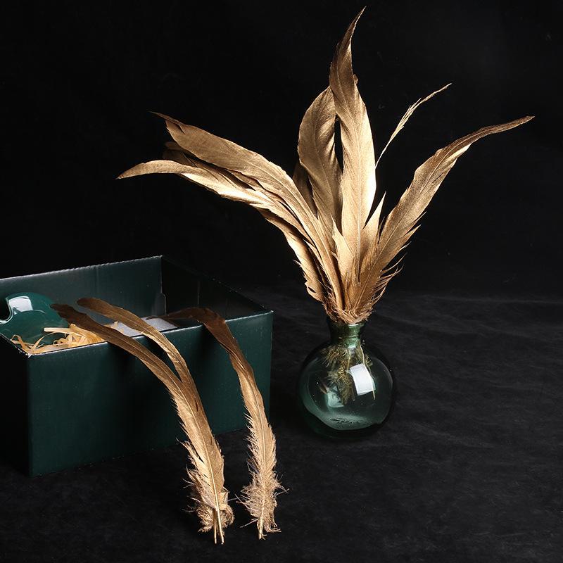 DIY Feather Jewelry Accessories: Large Floating Gold Feather, Small Straight Knife, Spray Gold Gradient Feather