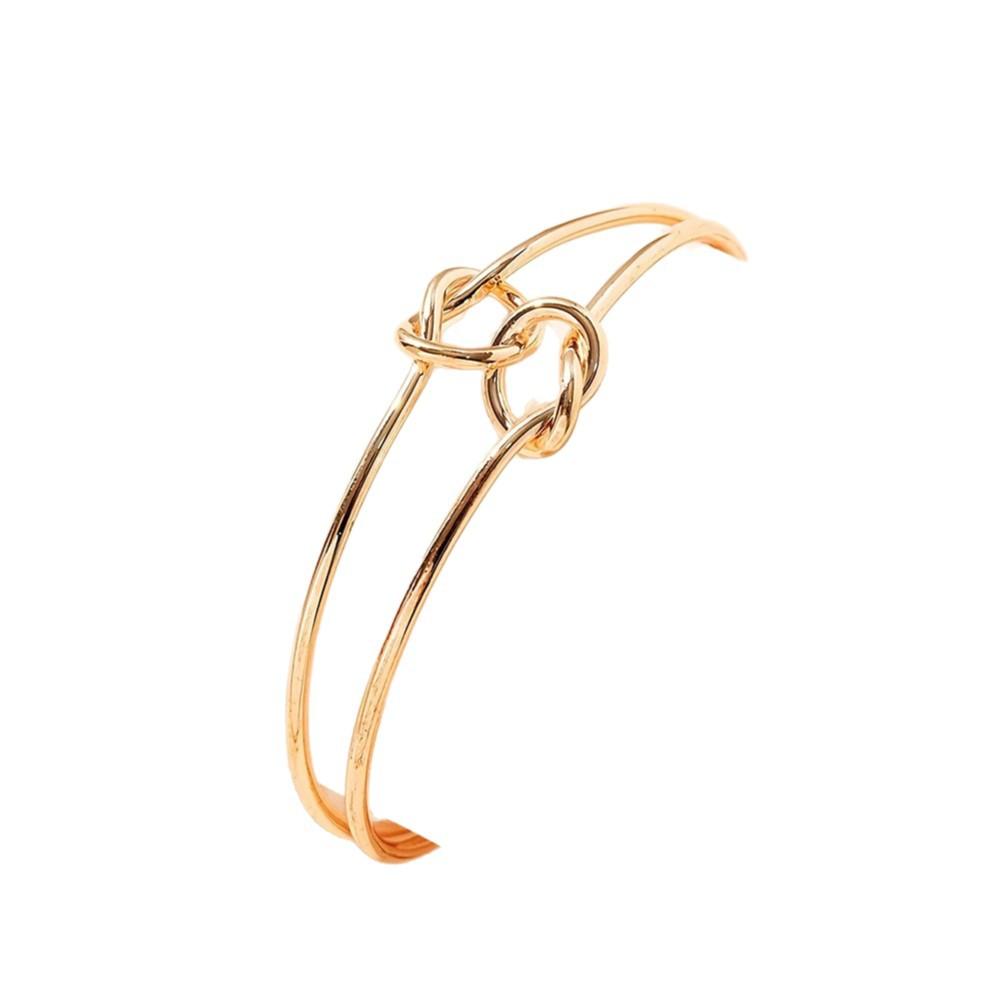 European and American design sense double-layer hollow knotted open bracelet commuter style and flat line hand jewelry