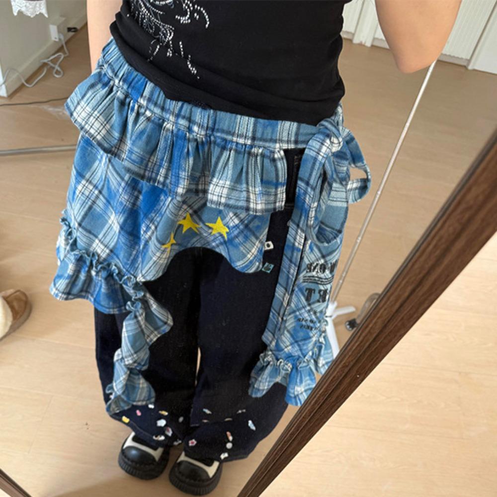 Hip-hop Lace Up Hip Scarf Shirt Extender Ruffled Edge Waistband  Waist Accessories
