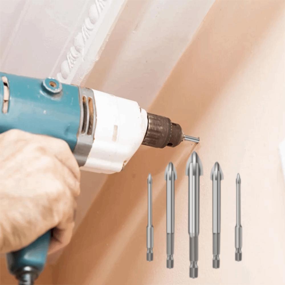 5Pcs Four Side Carbide Drill Bit Wear-resistant Cross Hex Drill Triangular Drill Bit Glass