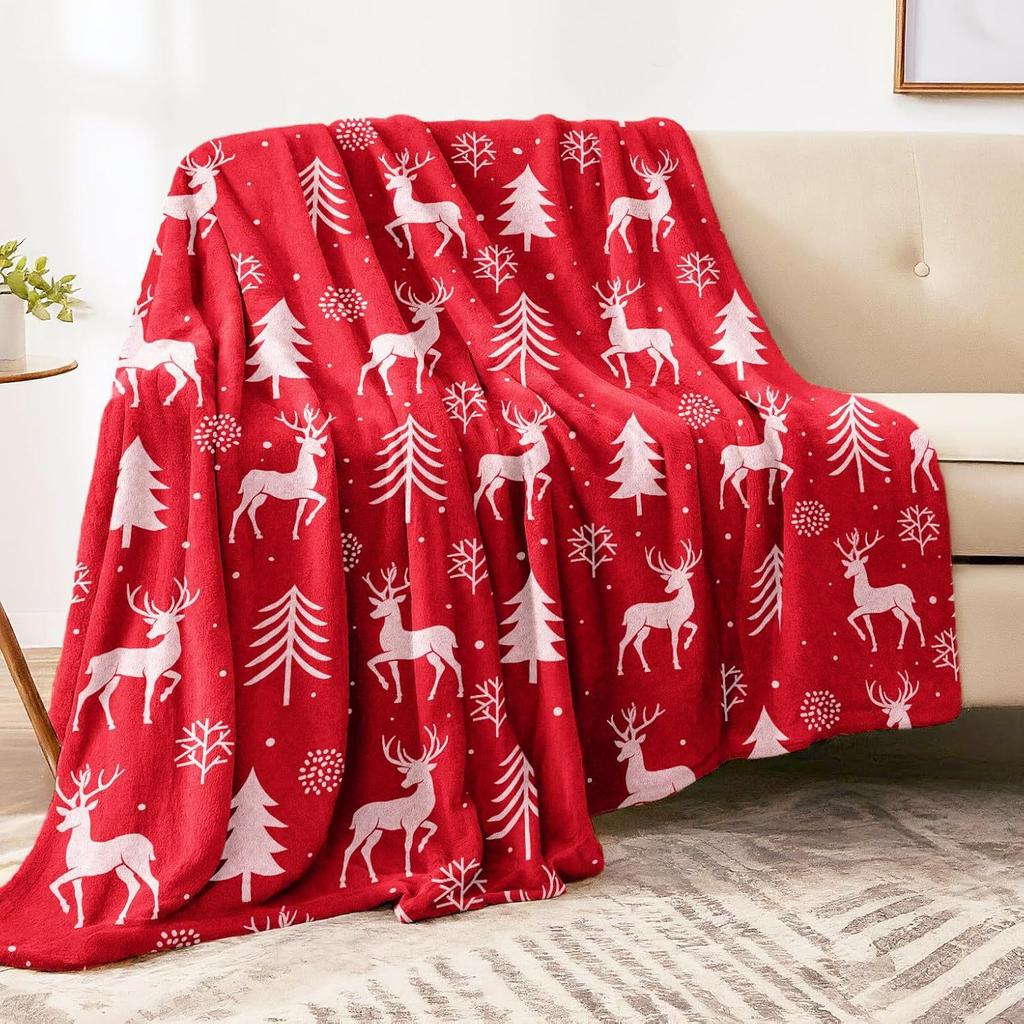 Christmas Blanket Soft Flannel Warm Plush Holiday Decoration Blanket Winter Comfortable Sofa Blanket S135