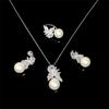 Fashion Vintage Zircon Flower Ear Stud Necklace Big Pearl