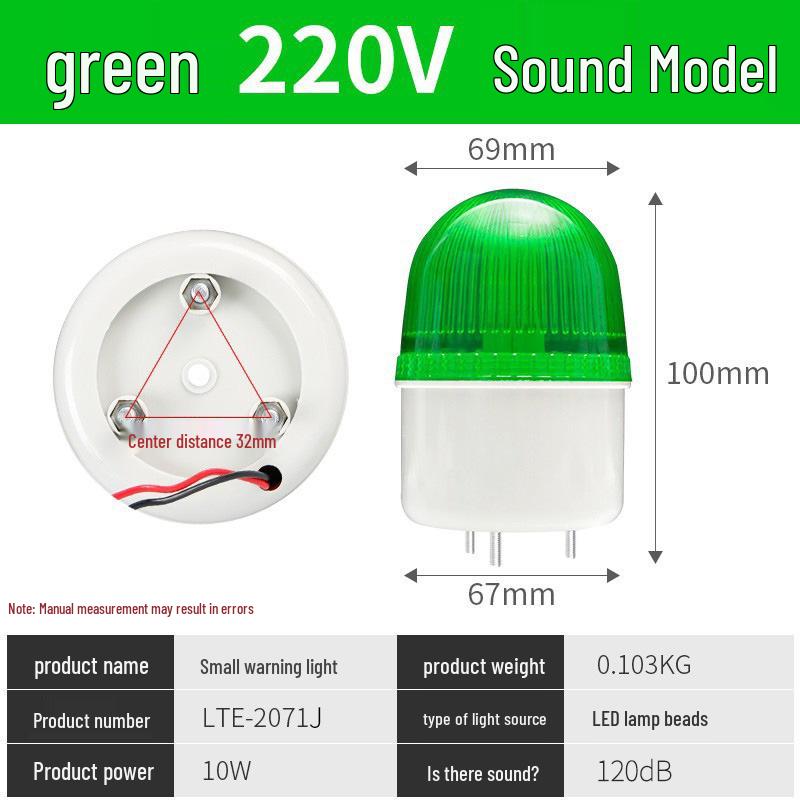 LTE-2071J LED Strobe Signal Light with Audible Alarm - Small Flashing Warning Indicator