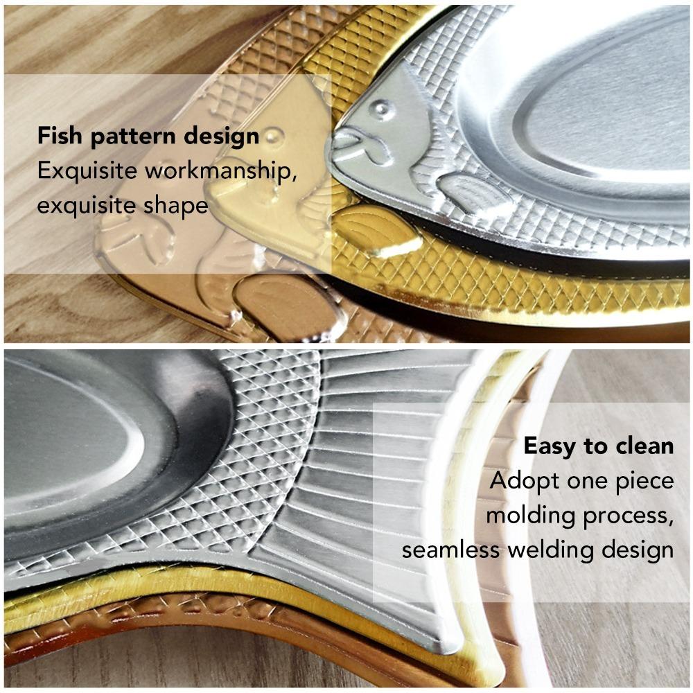 Stainless Steel Fish Serving Platter Decorative Appetizer Tray Food Tray  Birthday Party S золотой