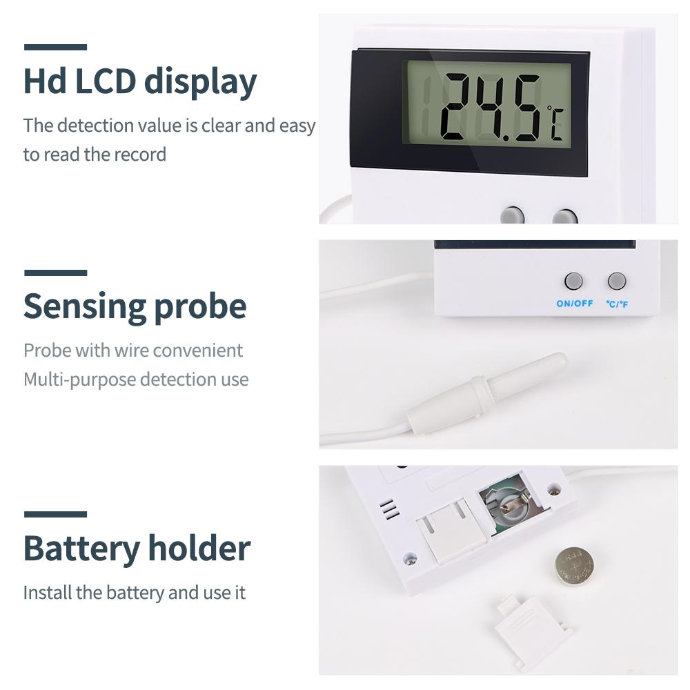 LCD Digital Thermometer ST-1A Temperature Meter -50℃~80℃ Electronic Aquarium Thermometer with Probe for Refrigerator Freezer