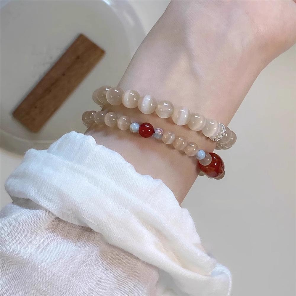 2025 New Chinese Style Women's Whitening Beaded Bracelet - Retro Ethnic, Layered, Literary, and Niche Ancient Design