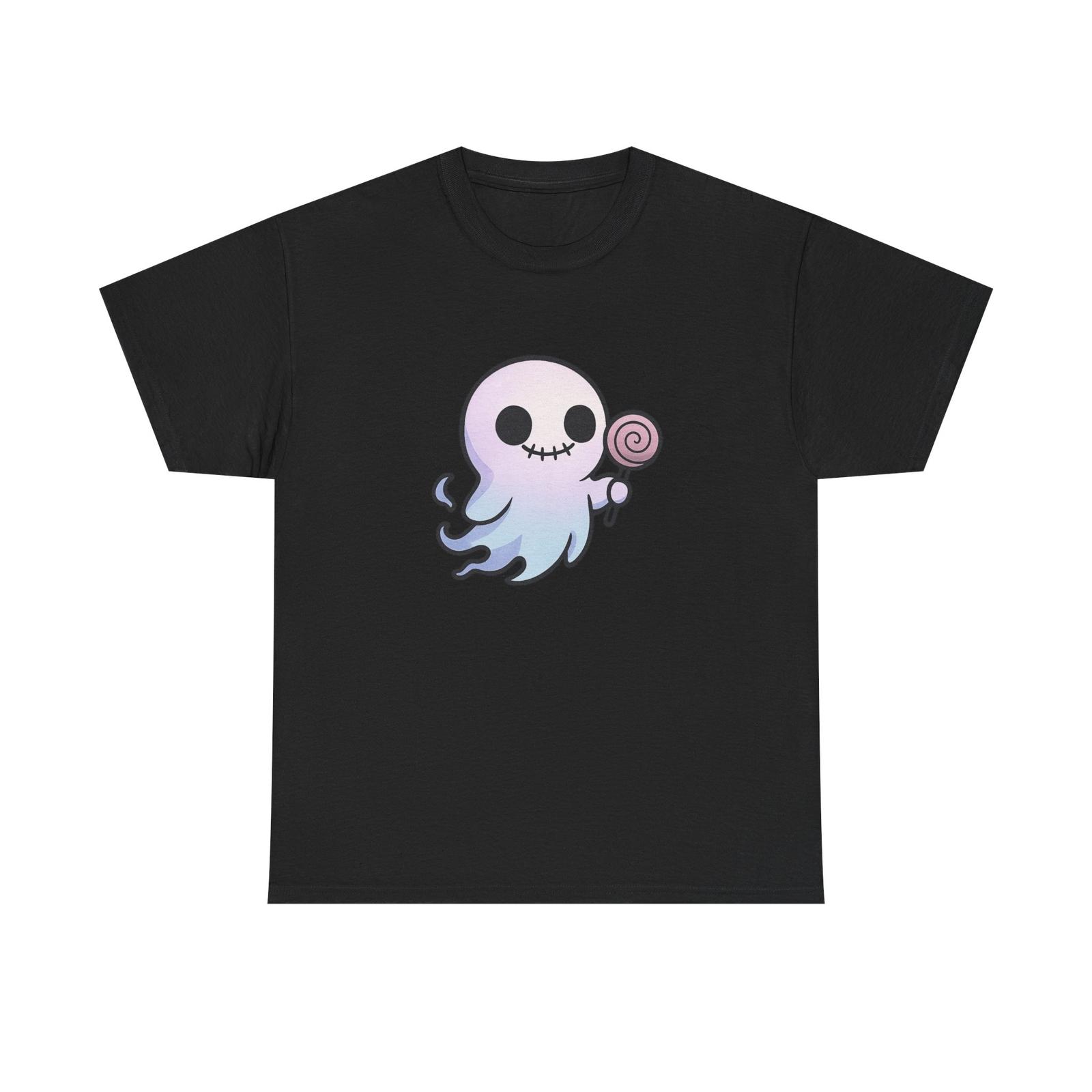 Unisex Adult T Shirt Creepy-Cute Ghost with Lollipop Art S разноцветный