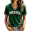 Women's V-Neck Short Sleeve T-Shirt with Mexico Inspired Graphic Print for Casual Daily Wear