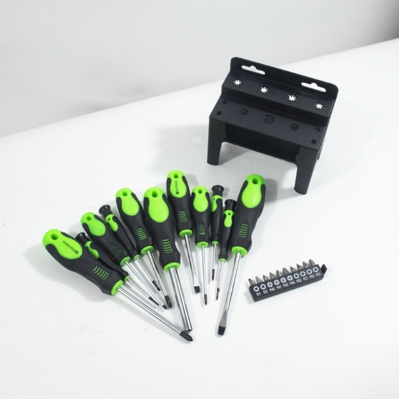 12Pieces Professional Screwdriver Tool Kit with Multiple Bit Types Comfortable Grip and Plastic Case Ideal for Electronics Maintenance and Assembly