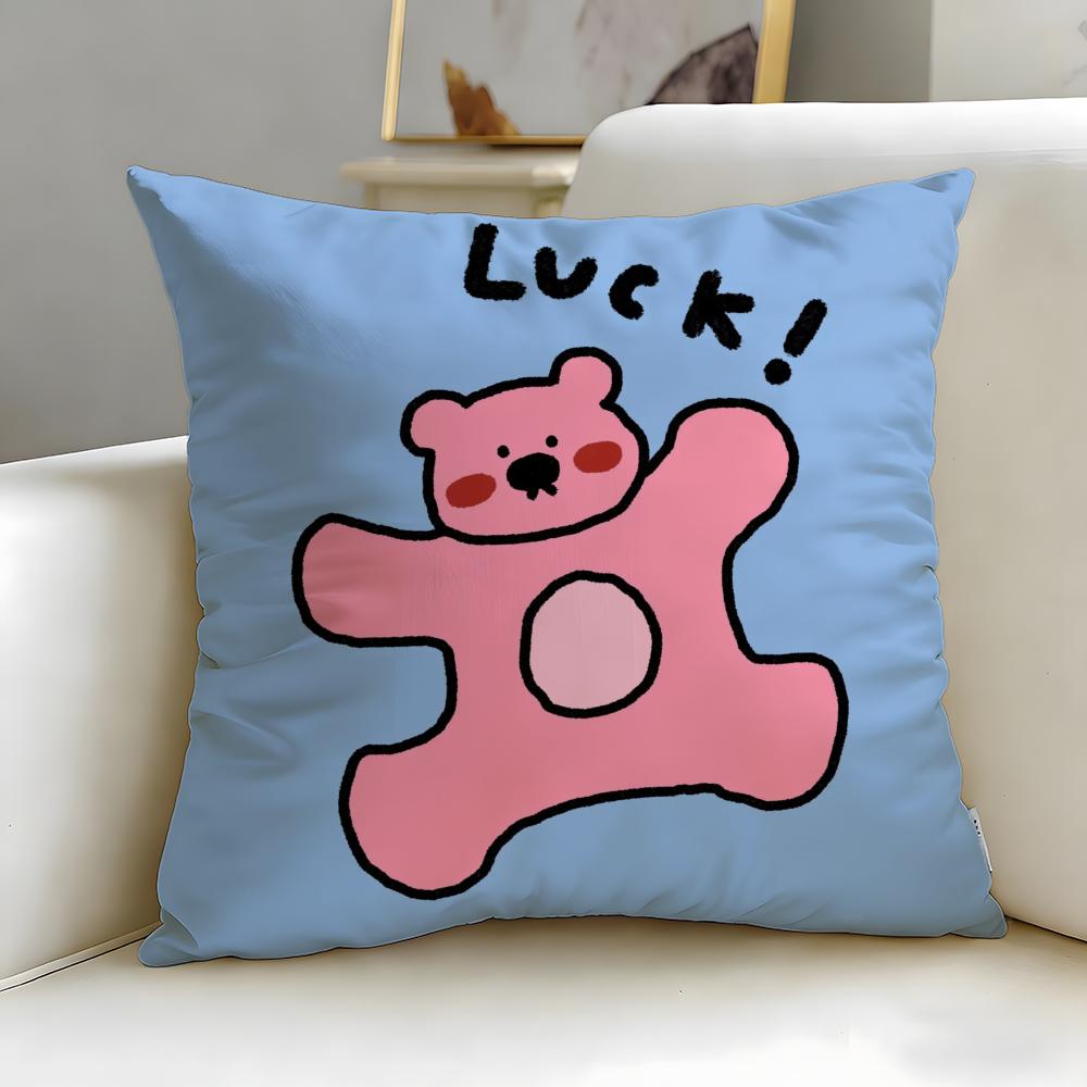 classic cartoon Happy Dog Cushion Cover Soft & Easy-Wash Pillow Case – Versatile for Couch, Bed, Travel and Office