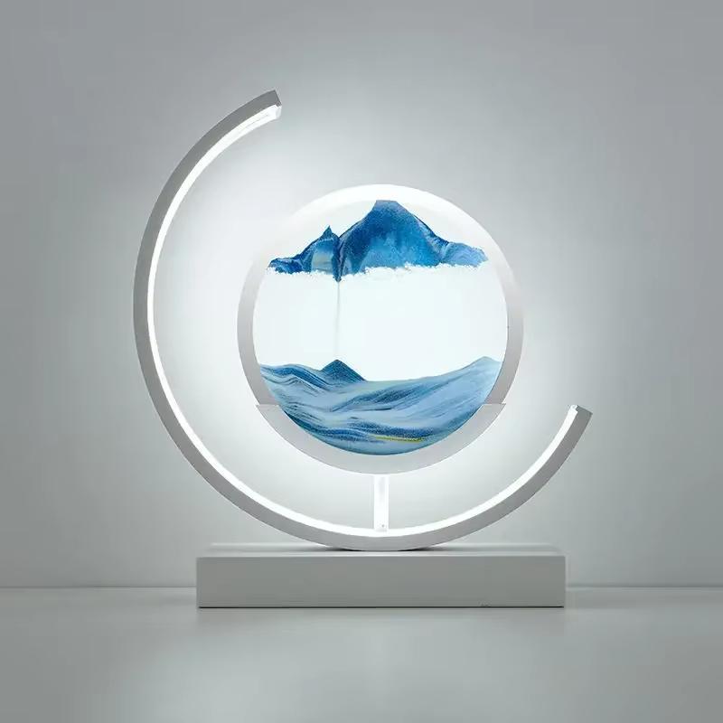 Sandscape Moving Sand Art Picture Table Lamp Quicksand 3D Dynamic Liquid Hourglass Flowing Sand Painting Bedroom Home Decor Gift