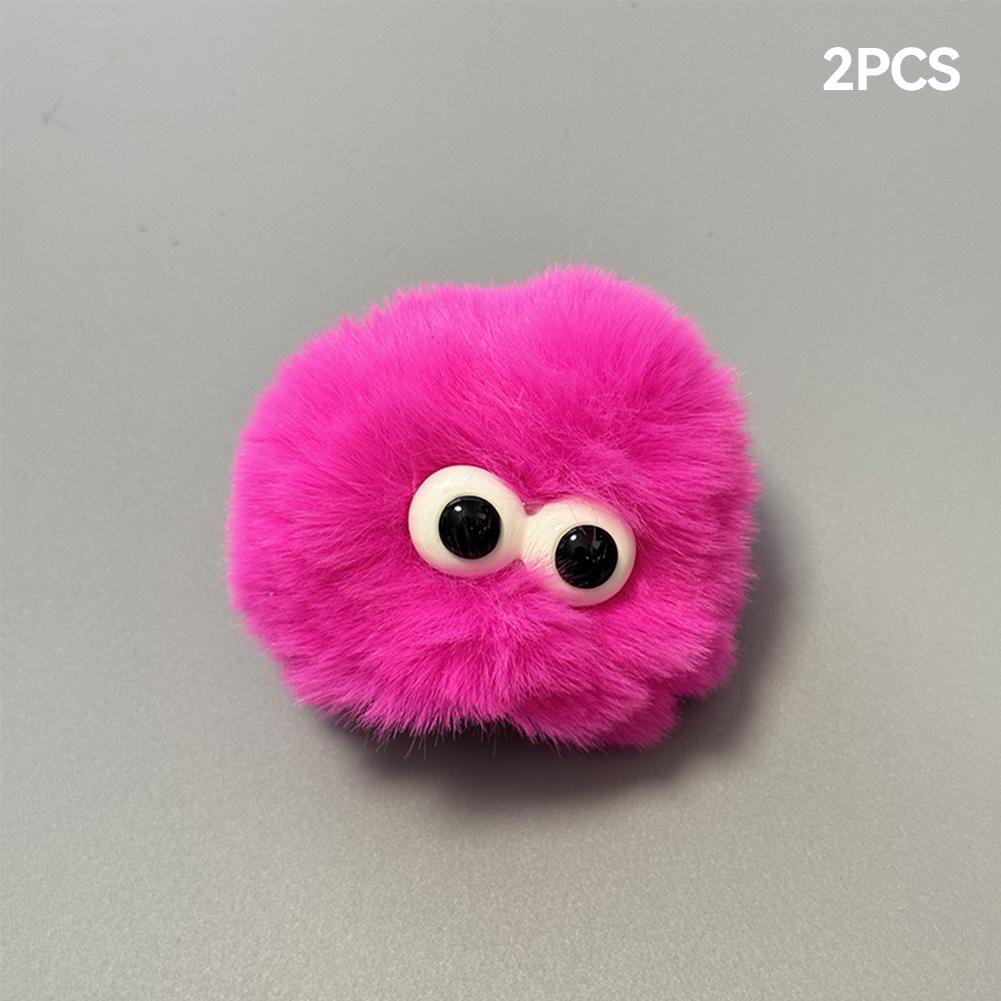 2Pcs Car Motorcycle Helmet Decoration Soft Plush Ball with Big Eyes For Motocross Full Face Off Road Helmet Sticker