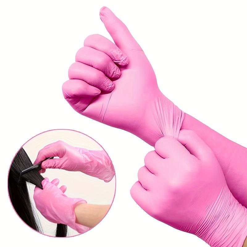 30/50/100pcs Deep Pink Disposable Nitrile Gloves, Latex Free & Dust-free, S/M/L Sizes, for Home Cleaning, Pet Care, Hair Dyeing & Kitchen Use