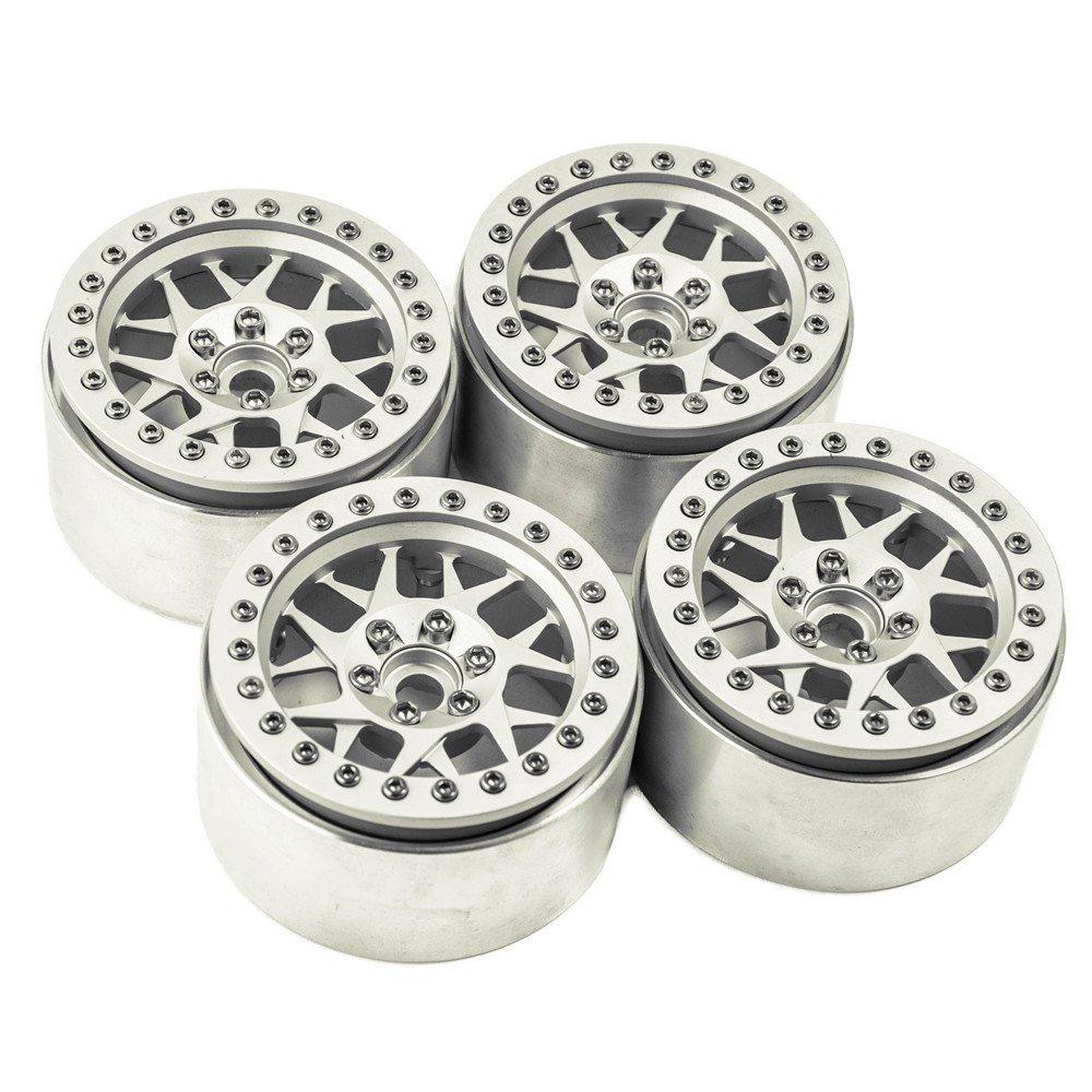

2.2-inch Upgraded Beadlock Wheel Hub Rims with Internal Beadlocks for 90018 Wraith RC Car #7 (4-Piece, Silver)