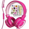 MYZI Corded Foldable Headphones with 85dB Safe Toddler Headphones for and Airplanes Pink Kids' Headphones, Over-Ear Mic, Tangle-Free, Wired, Volume,