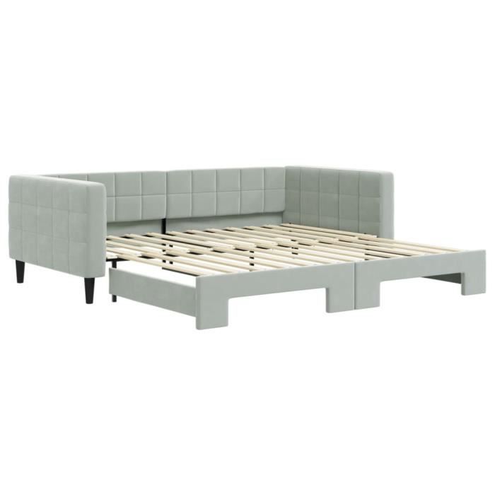 VidaXL Daybed with Trundle Bed Light Grey 100x200 Cm Velvet 3196698