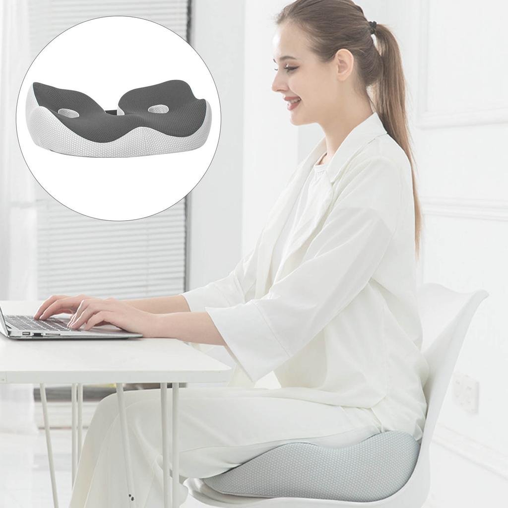 Seating Cushion Soft Comfortable Breathable Buckle Curved Chair Cushion for Office Working Dark