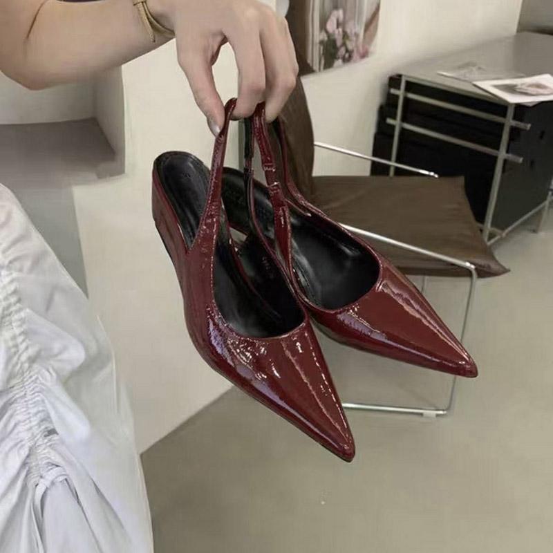 Fashion Shoes Cswo01 Women's Summer Solid Color Designer Casual Slip-On Wedge Sandals Sexy Pointed Toe Party Dress High Heels Cm