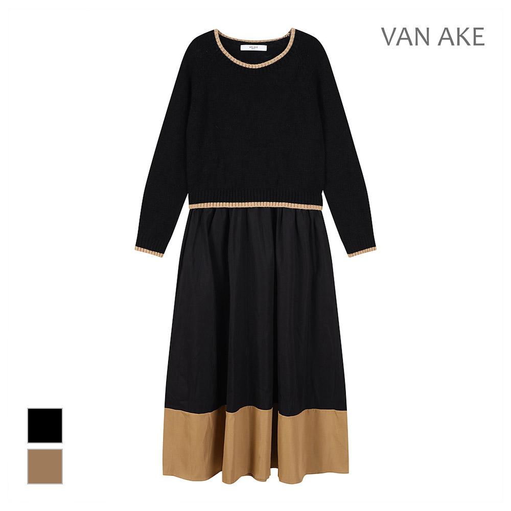 VANAKE Knit Color Block Two-Piece Dress_Vb3Zkoug01Z