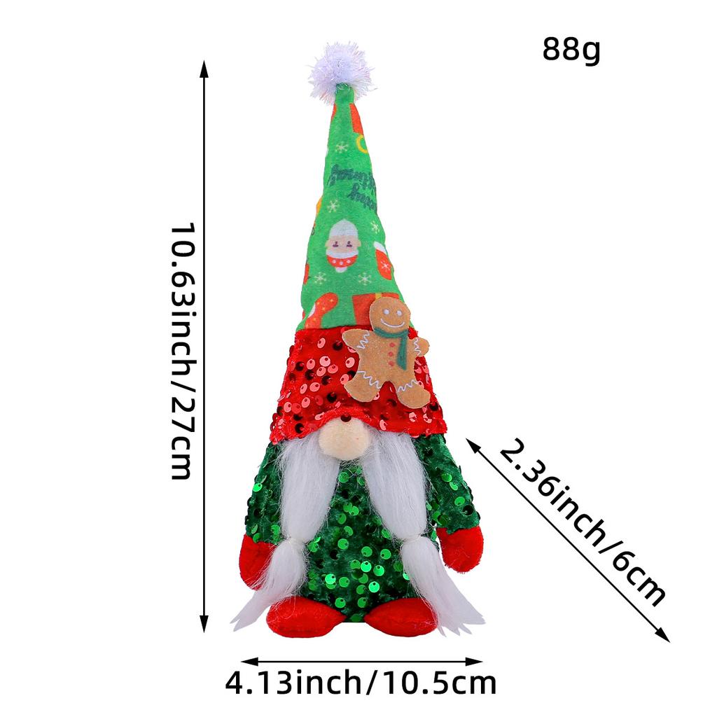 Christmas Gingerbread Man Faceless Doll Ornament Sequined Hat Rudolph Doll Christmas Window Ornament