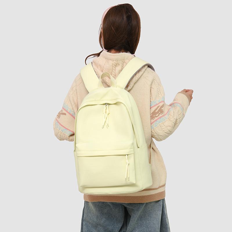 Schoolbag schoolbag junior high school girls high value simple versatile solid color college student backpack female ins high school backpack soft