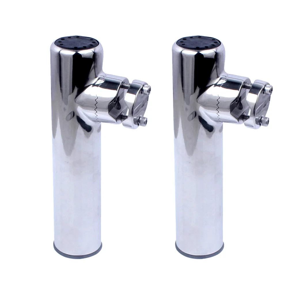 2PCS High Quality Marine Accessories Boat Stainless Steel Clamp On Fishing Rod Holder Rails for 7/8'' To 1'' Tubes