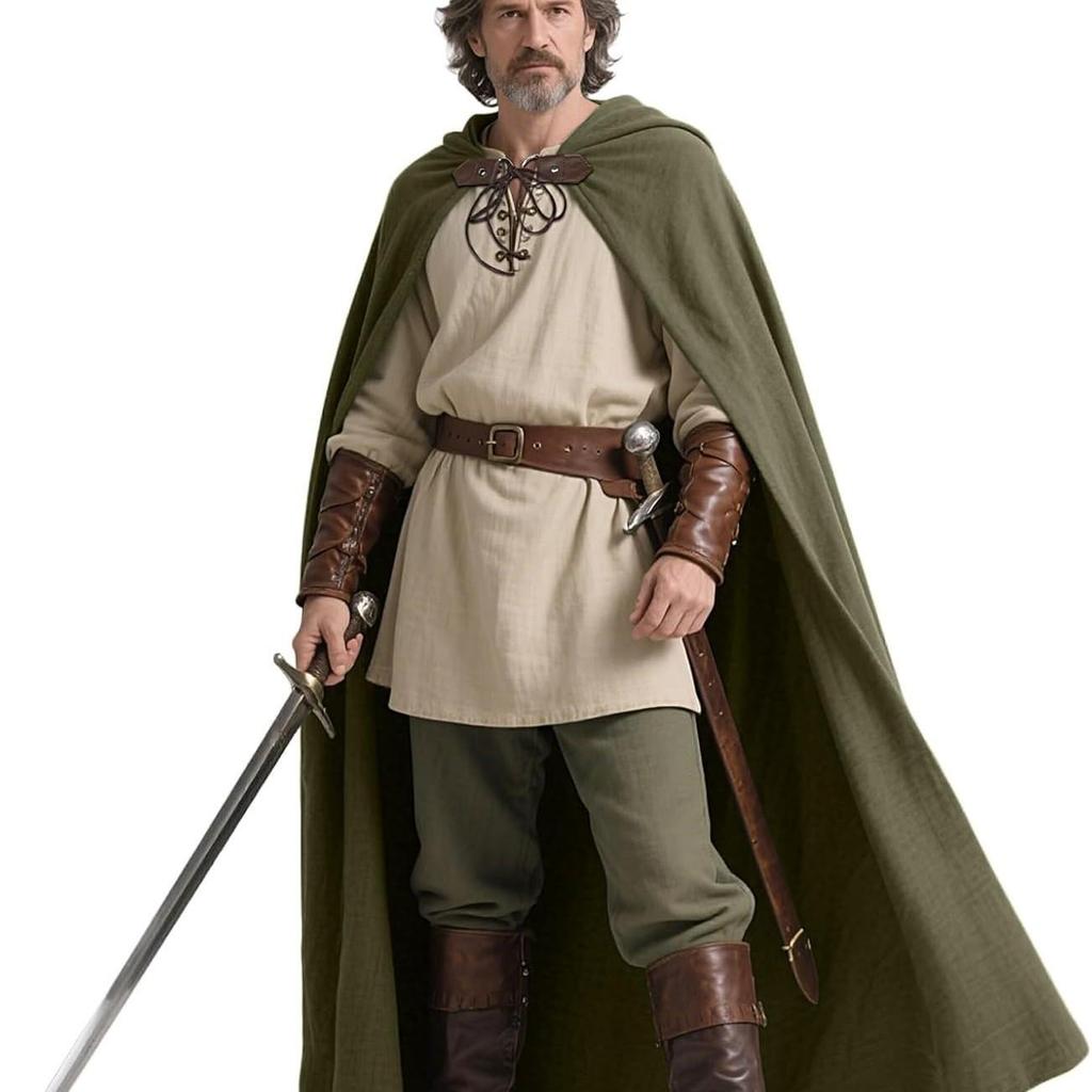 Medieval Hooded Cloak - Linen, Available in 6 Colors for Halloween