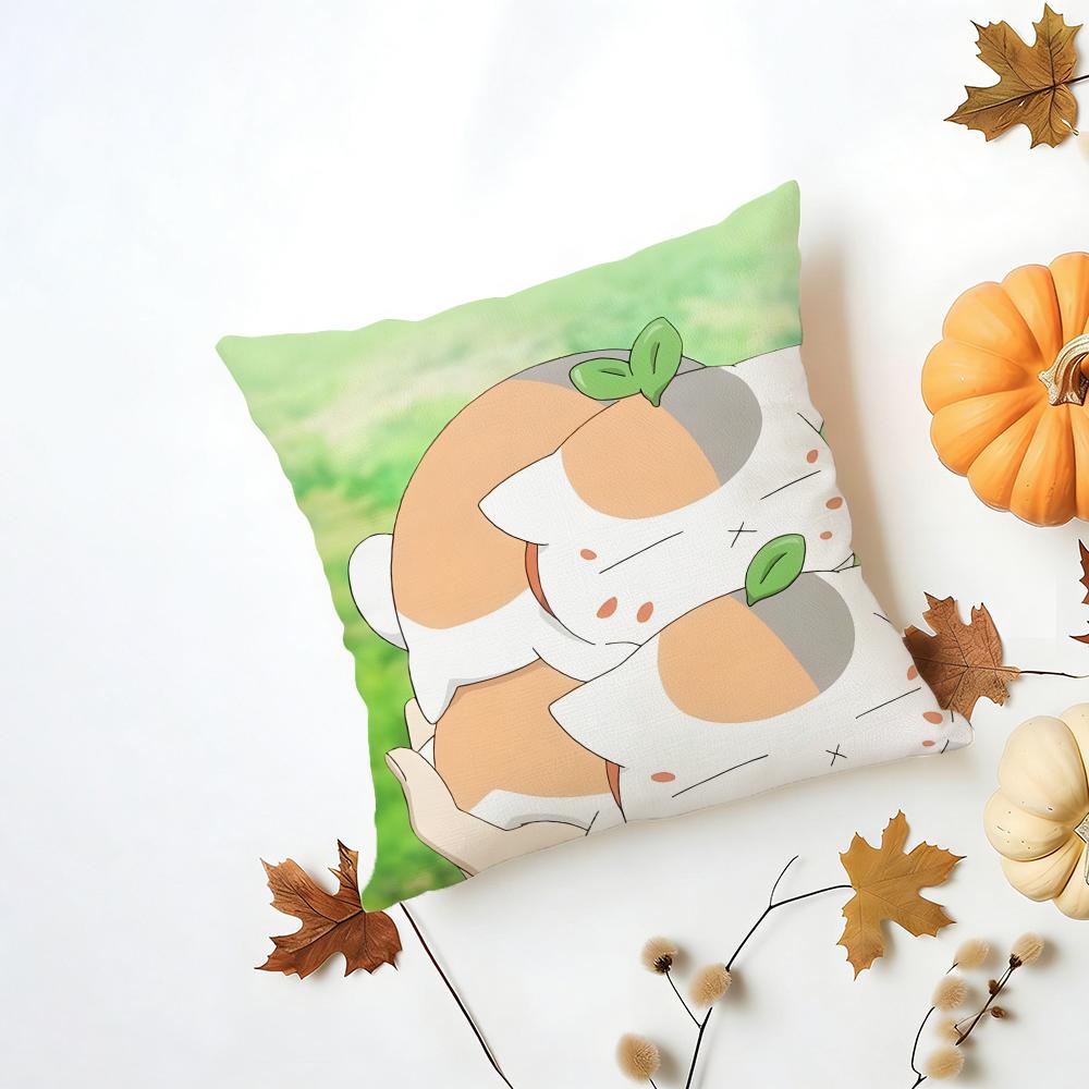 NNyankosensei Cushion Cover Washable Linen Pillowcase Soft for Daily Sofa Bed Home Room Decor