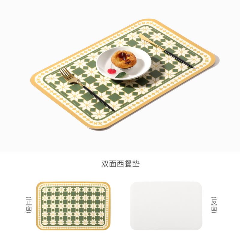 Vintage Floral PVC Leather Placemats Romantic Retro Dining Table Mats Heat Resistant Waterproof Washable Bowl Pads Home Decor