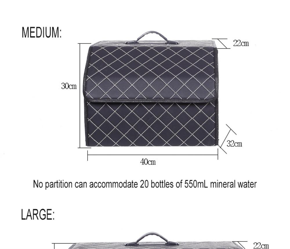 Car Trunk Organizer Box, Large Capacity, Auto Multiuse Tools, Storage Bag, Stowing, Tidying, Leather, Folding for Emergency