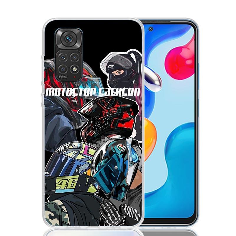 

Motorcycle Rider Helmet Phone Case For Xiaomi Redmi Note 13 14 15 Pro Plus 12S 12 14S 11S 11E 10 10S 11 11T 5G 4G Cover Coque Re Redmi Note 11 Pro 4G