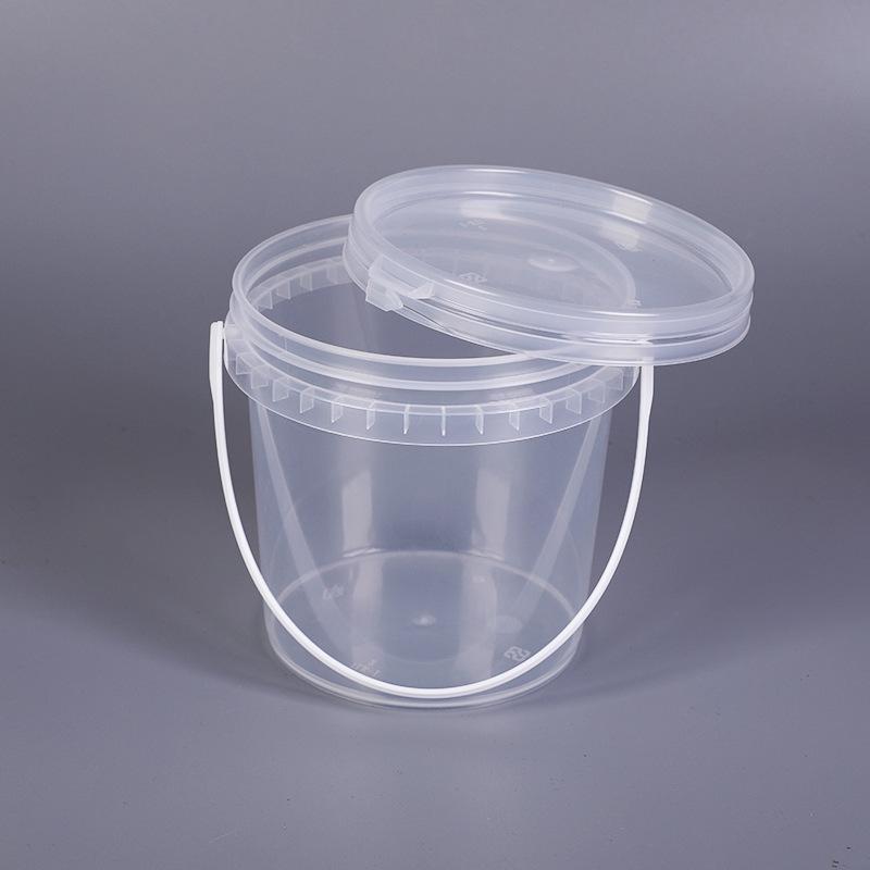 

1L Transparent Food Grade Plastic Bucket with Lid for Laundry Pods or Washing Powder