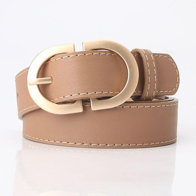 Chic Womens Korean Style Pu Buckle Belt In Black Beige Coffee For Looks Effortless