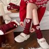 Bow Mid-Calf Sock Red Color Hosiery New Pile Sock  Autumn and Winter