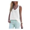 Solid Color Round Neck Sleeveless Chiffon Blouse Summer Women Vest Tank Top